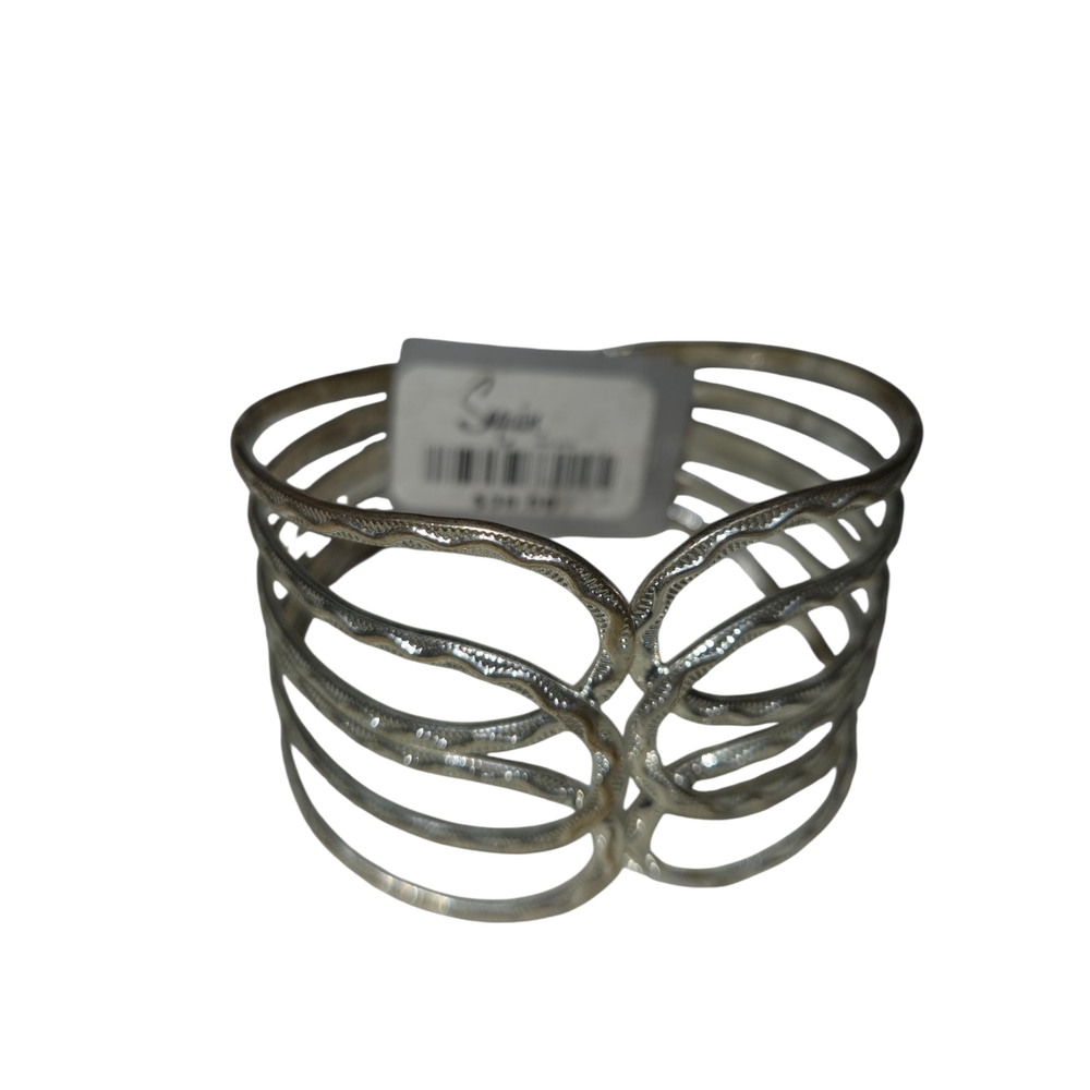 Gorgeous Sleek Silver Openwork Bracelet Made By Sequin